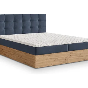 Boxspringbed MOLVEN 180×200 cm Set met hoofdbord, bedbodem en matras, Blauw Boxspringbed MOLVEN 180×200 cm Set met hoofdbord, bedbodem en matras, Blauw