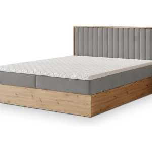 Boxspringbed VARELI 140×200 cm Set met hoofdbord, bedbodem en matras, Grijs Boxspringbed VARELI 140×200 cm Set met hoofdbord, bedbodem en matras, Grijs