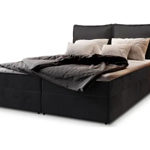 Boxspringbed LENTE 140×200 cm Set met hoofdbord, bedbodem en matras, Zwart