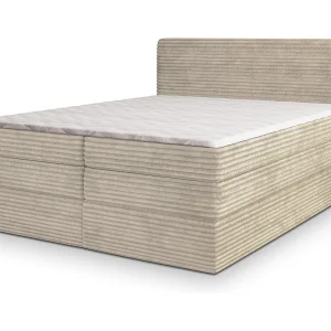Boxspringbed LUNERA 140×200 cm Set met hoofdbord, bedbodem en matras, Crème
