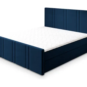 Boxspringbed COMOZA 180×200 cm Set met hoofdbord, bedbodem en matras, Blauw