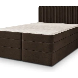 Boxspringbed FELBIO 140×200 cm Set met hoofdbord, bedbodem en matras, Bruin