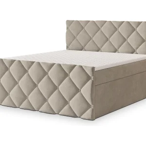 Boxspringbed ROVARI 160×200 cm Set met hoofdbord, bedbodem en matras, Beige