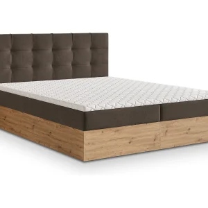 Boxspringbed MOLVEN 160×200 cm Set met hoofdbord, bedbodem en matras, Bruin Boxspringbed MOLVEN 160×200 cm Set met hoofdbord, bedbodem en matras, Bruin