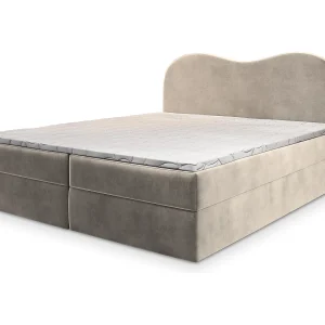 Boxspringbed FLUVIA 160×200 cm Set met hoofdbord, bedbodem en matras, Crème