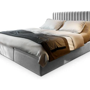 Boxspringbed MURLO 160×200 cm Set met hoofdbord, bedbodem en matras, Lichtgrijs
