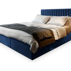 Boxspringbed MURLO 180×200 cm Set met hoofdbord, bedbodem en matras, Blauw