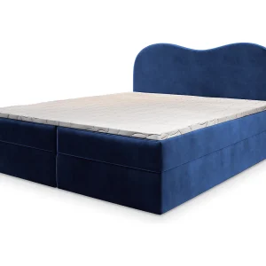 Boxspringbed FLUVIA 180×200 cm Set met hoofdbord, bedbodem en matras, Blauw