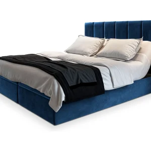 Boxspringbed BARINO 160×200 cm Set met hoofdbord, bedbodem en matras, Blauw