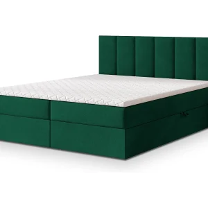 Boxspringbed MERIL 160×200 cm Set met hoofdbord, bedbodem en matras, Dennengroen