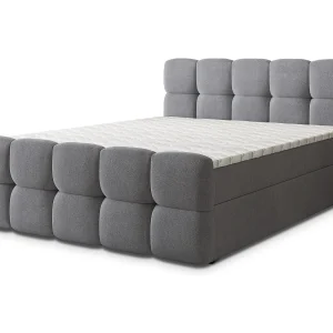 Boxspringbed BRUME 140×200 cm Set met hoofdbord, bedbodem en matras, Grijs Boxspringbed BRUME 140×200 cm Set met hoofdbord, bedbodem en matras, Grijs