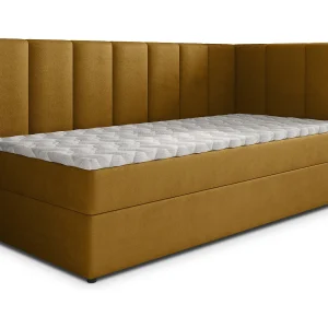 Boxspringbed BEVE 80×200 cm Set met hoofdbord, bedbodem en matras, Geel Boxspringbed BEVE 80×200 cm Set met hoofdbord, bedbodem en matras, Geel