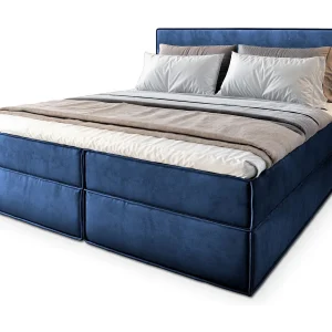 Boxspringbed PELLIO 180×200 cm Set met hoofdbord, bedbodem en matras, Blauw Boxspringbed PELLIO 180×200 cm Set met hoofdbord, bedbodem en matras, Blauw