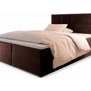 Boxspringbed LENA 140×200 cm Set met hoofdbord, bedbodem en matras, Bruin