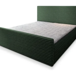 Boxspringbed BRENTO 140×200 cm Set met hoofdbord, bedbodem en matras, Dennengroen