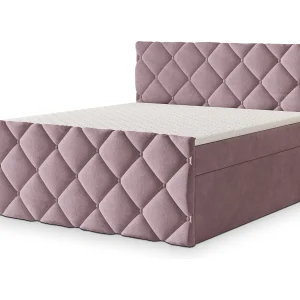 Boxspringbed ROVARI 160×200 cm Set met hoofdbord, bedbodem en matras, Poederroze
