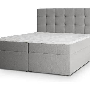 Boxspringbed PALMA 140×200 cm Set met hoofdbord, bedbodem en matras, Grijs
