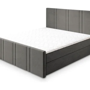 Boxspringbed COMOZA 160×200 cm Set met hoofdbord, bedbodem en matras, Grijs