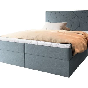 Boxspringbed MADO 140×200 cm Set met hoofdbord, bedbodem en matras, Blauw Boxspringbed MADO 140×200 cm Set met hoofdbord, bedbodem en matras, Blauw