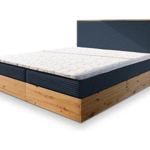 Boxspringbed VERDON 140×200 cm Set met hoofdbord, bedbodem en matras, Blauw