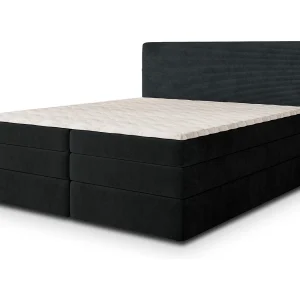 Boxspringbed MATERN 160×200 cm Set met hoofdbord, bedbodem en matras, Zwart