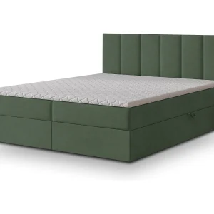 Boxspringbed MERIL 140×200 cm Set met hoofdbord, bedbodem en matras, Groen