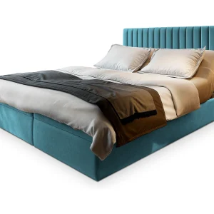 Boxspringbed MURLO 160×200 cm Set met hoofdbord, bedbodem en matras, Groenblauw