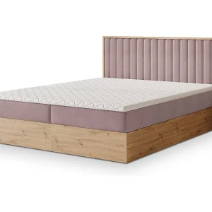 Boxspringbed VARELI 160×200 cm Set met hoofdbord, bedbodem en matras, Poederroze Boxspringbed VARELI 160×200 cm Set met hoofdbord, bedbodem en matras, Poederroze