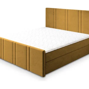 Boxspringbed COMOZA 160×200 cm Set met hoofdbord, bedbodem en matras, Geel