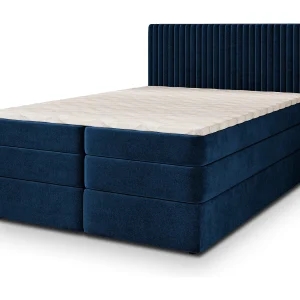 Boxspringbed FELBIO 140×200 cm Set met hoofdbord, bedbodem en matras, Blauw