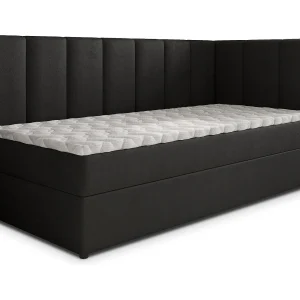 Boxspringbed BEVE 90×200 cm Set met hoofdbord, bedbodem en matras, Zwart