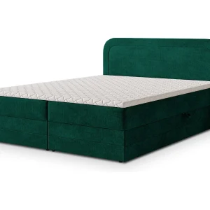 Boxspringbed ARMEL 140×200 cm Set met hoofdbord, bedbodem en matras, Dennengroen