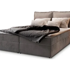 Boxspringbed LENTE 140×200 cm Set met hoofdbord, bedbodem en matras, Grijs