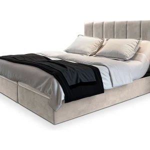 Boxspringbed BARINO 160×200 cm Set met hoofdbord, bedbodem en matras, Beige