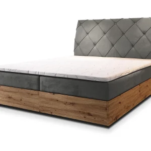 Boxspringbed VELLANO 180×200 cm Set met hoofdbord, bedbodem en matras, Grijs