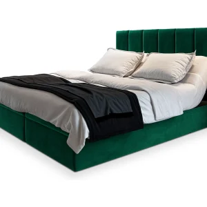 Boxspringbed BARINO 140×200 cm Set met hoofdbord, bedbodem en matras, Dennengroen