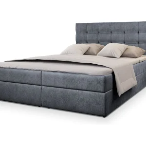 Boxspringbed GLOS 140×200 cm Set met hoofdbord, bedbodem en matras, Grijs Boxspringbed GLOS 140×200 cm Set met hoofdbord, bedbodem en matras, Grijs