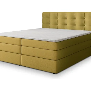 Boxspringbed AREZI 180×200 cm Set met hoofdbord, bedbodem en matras, Geel Boxspringbed AREZI 180×200 cm Set met hoofdbord, bedbodem en matras, Geel