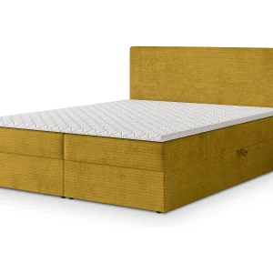 Boxspringbed NIRA 180×200 cm Set met hoofdbord, bedbodem en matras, Geel Boxspringbed NIRA 180×200 cm Set met hoofdbord, bedbodem en matras, Geel