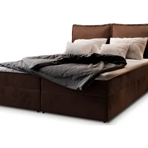 Boxspringbed LENTE 160×200 cm Set met hoofdbord, bedbodem en matras, Bruin