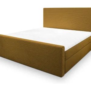 Boxspringbed ALORIA 160×200 cm Set met hoofdbord, bedbodem en matras, Geel Boxspringbed ALORIA 160×200 cm Set met hoofdbord, bedbodem en matras, Geel