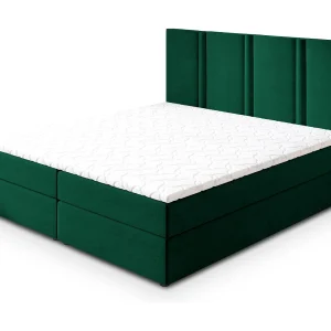 Boxspringbed LARIO 140×200 cm Set met hoofdbord, bedbodem en matras, Dennengroen