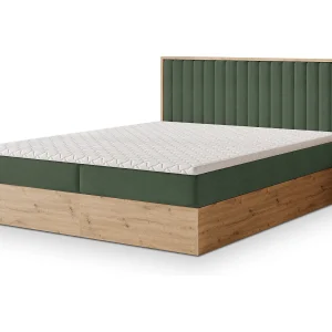 Boxspringbed VARELI 160×200 cm Set met hoofdbord, bedbodem en matras, Groen Boxspringbed VARELI 160×200 cm Set met hoofdbord, bedbodem en matras, Groen