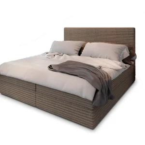 Boxspringbed PISA 140×200 cm Set met hoofdbord, bedbodem en matras, Beige