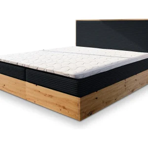 Boxspringbed VERDON 140×200 cm Set met hoofdbord, bedbodem en matras, Zwart
