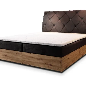 Boxspringbed VELLANO 160×200 cm Set met hoofdbord, bedbodem en matras, Bruin