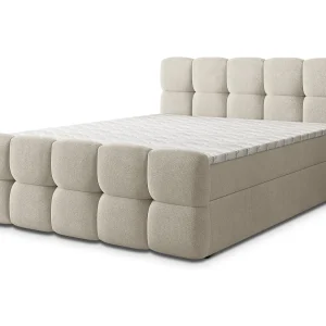 Boxspringbed BRUME 140×200 cm Set met hoofdbord, bedbodem en matras, Crème Boxspringbed BRUME 140×200 cm Set met hoofdbord, bedbodem en matras, Crème