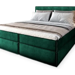 Boxspringbed PELLIO 160×200 cm Set met hoofdbord, bedbodem en matras, Dennengroen Boxspringbed PELLIO 160×200 cm Set met hoofdbord, bedbodem en matras, Dennengroen