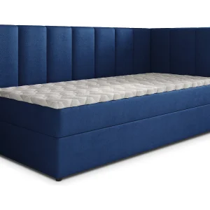 Boxspringbed BEVE 90×200 cm Set met hoofdbord, bedbodem en matras, Blauw