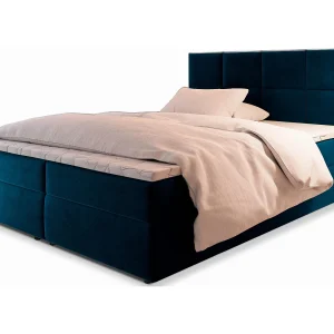 Boxspringbed LENA 140×200 cm Set met hoofdbord, bedbodem en matras, Blauw